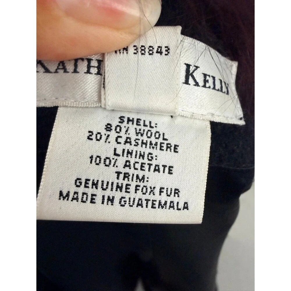 Katherine Kelly Black Wool and Cashmere Coat with Fox Fur Trim